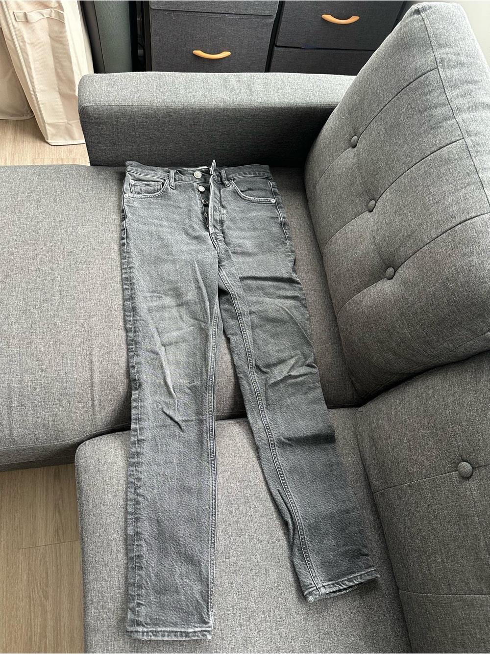 Agolde Grey Skinny High-Rise Jeans
